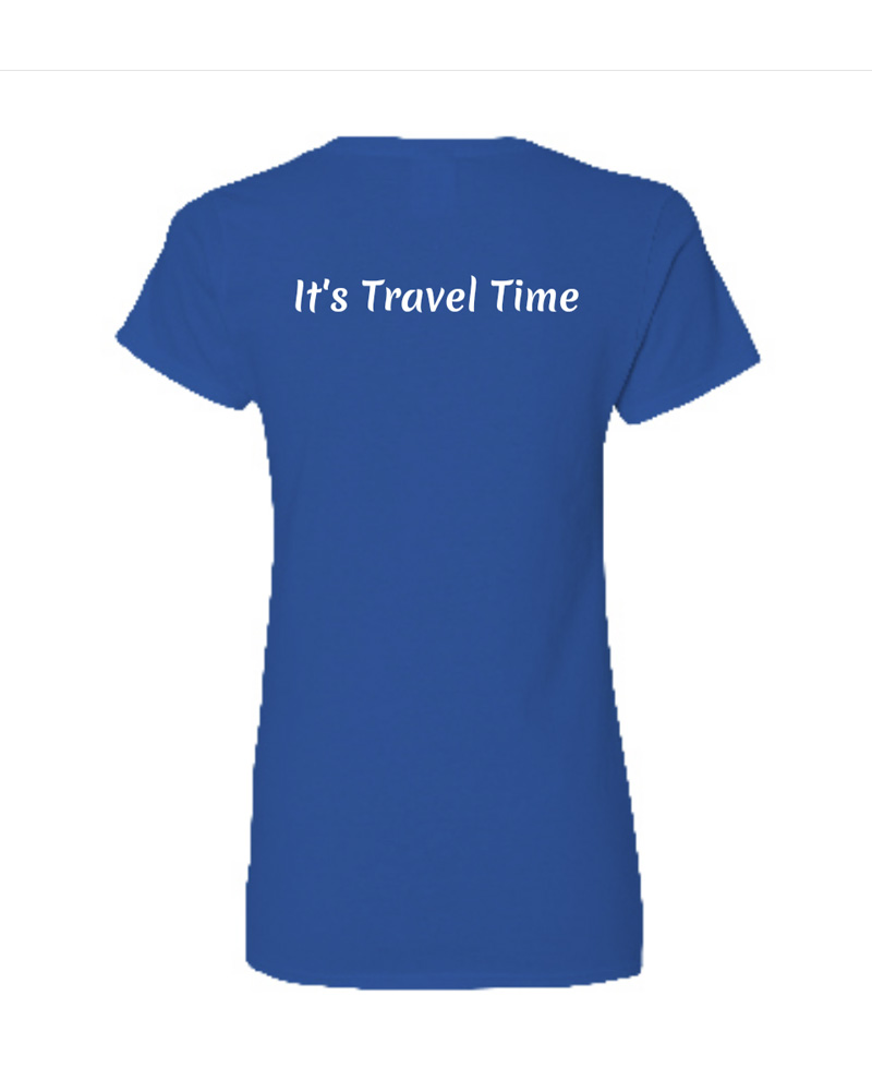 Women's Blue Shirt with Wykoffs Adventures Text Logo - Image 3