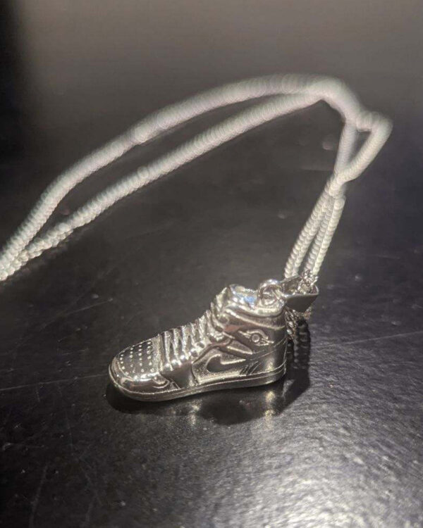 925 Sterling Silver Plated Nike Shoe Charm and Stainless Steel Chain Necklace (24" Length) - Image 3