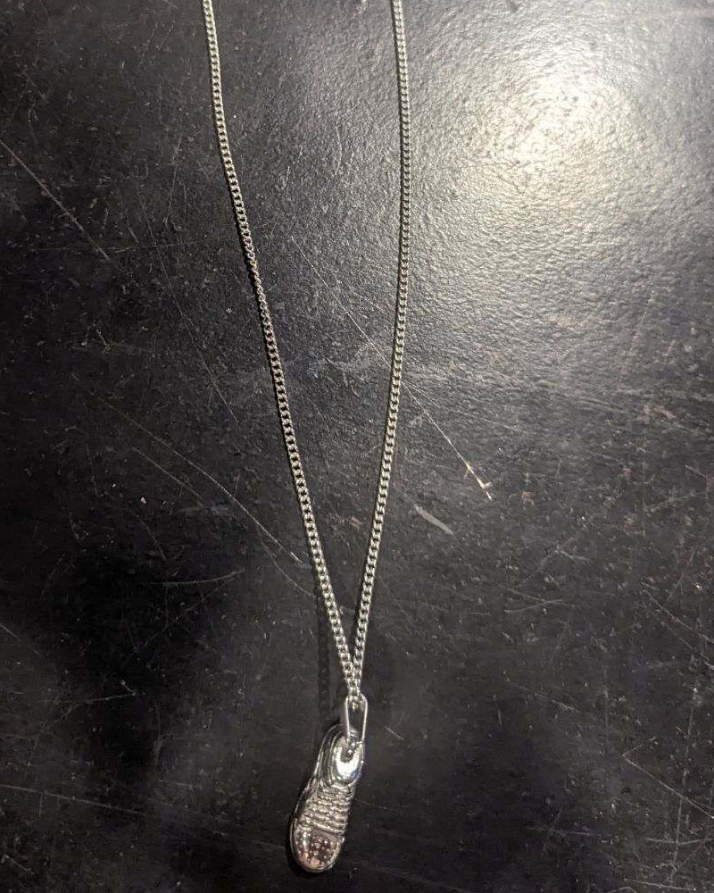 925 Sterling Silver Plated Nike Shoe Charm and Stainless Steel Chain Necklace (24" Length) - Image 4